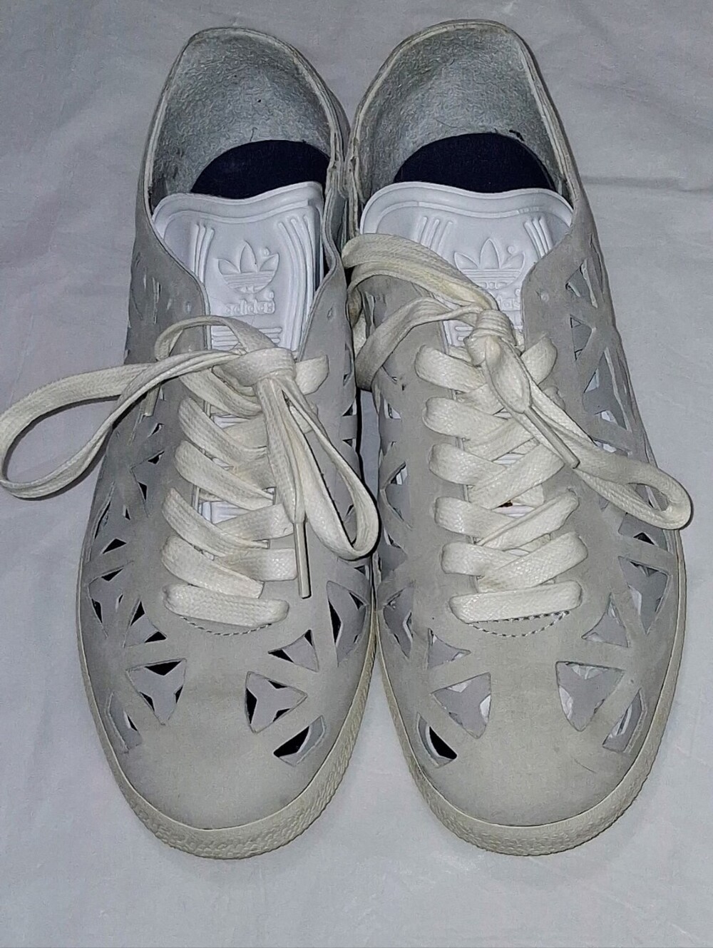 Adidas Light Gray Gazelle Cut Out Sneakers